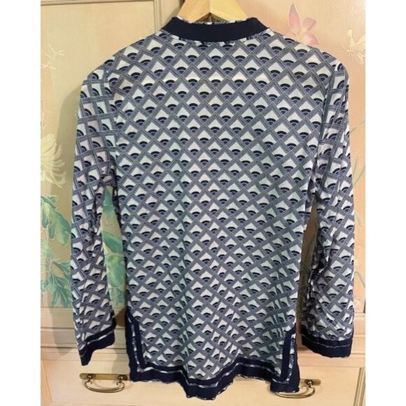 Cynthia Rowley 100% Cotton Navy Blue, White & Black Geometric Tunic Size M - Picture 2 of 5